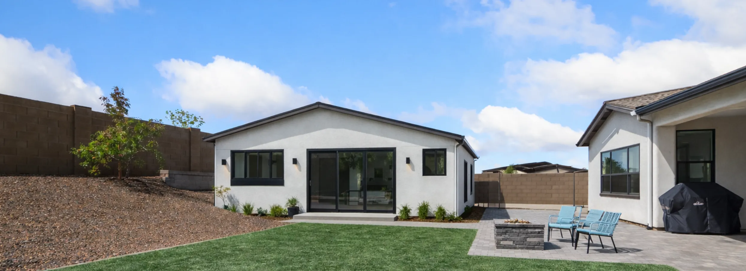 Newly built detached ADU in Los Angeles backyard matching main house exterior after construction