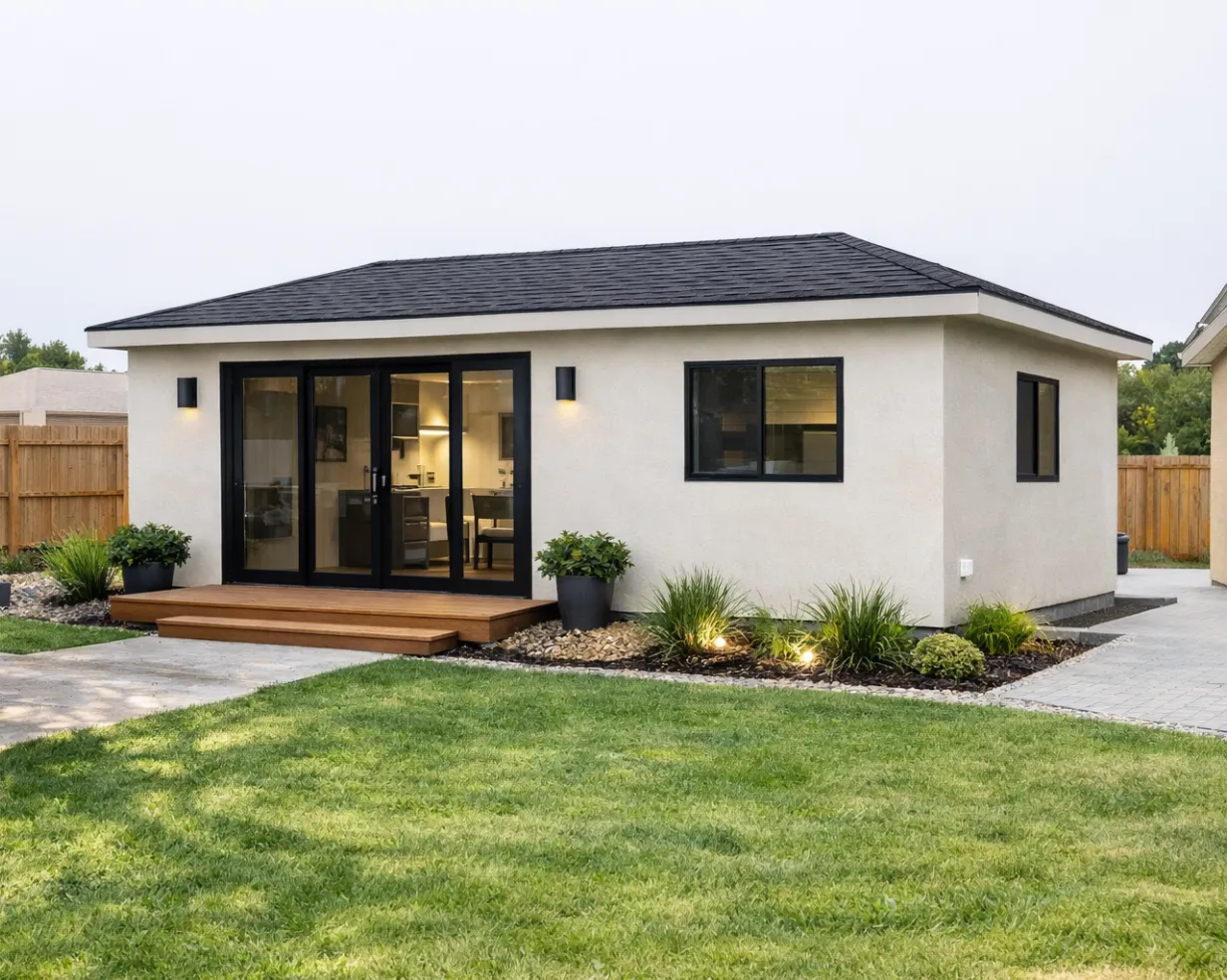 Completed detached ADU installation ready for occupancy in Los Angeles backyard