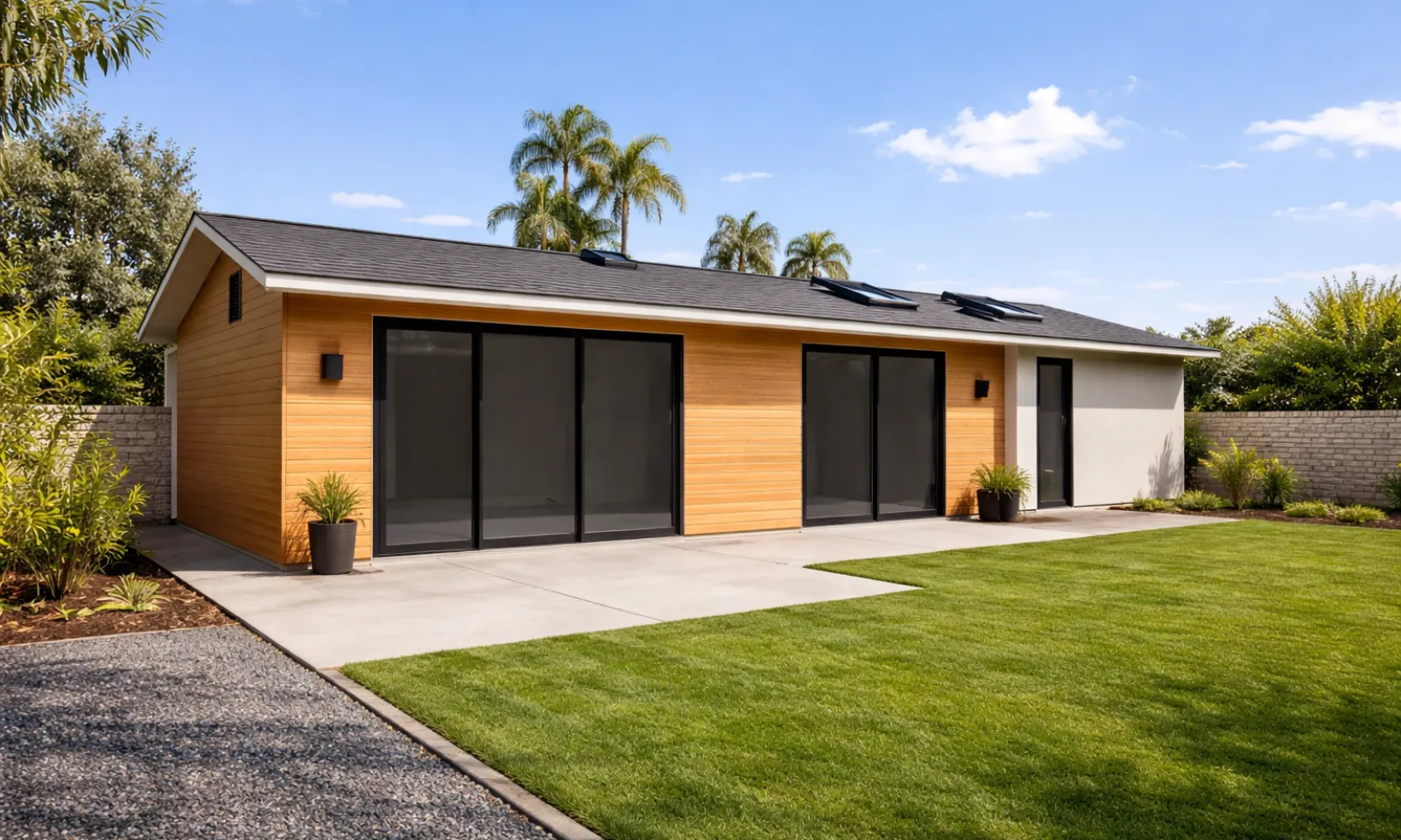 Modern backyard ADU built from approved architectural plans and city permits in Los Angeles California